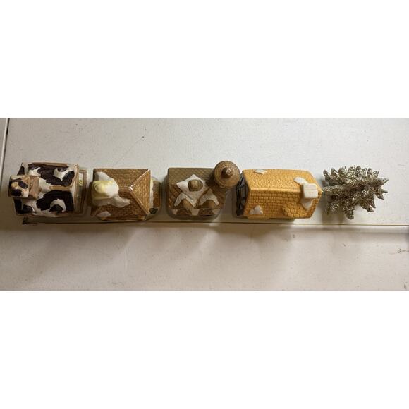 VTG Christmas Village Houses & Tree Approx 4.5”ea W Holes 4 Lights - Picture 6 of 13